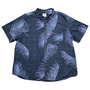 LEVI'S Button-Up Shirt Mens 3XL Blue Floral Casual Short Sleeve Relaxed